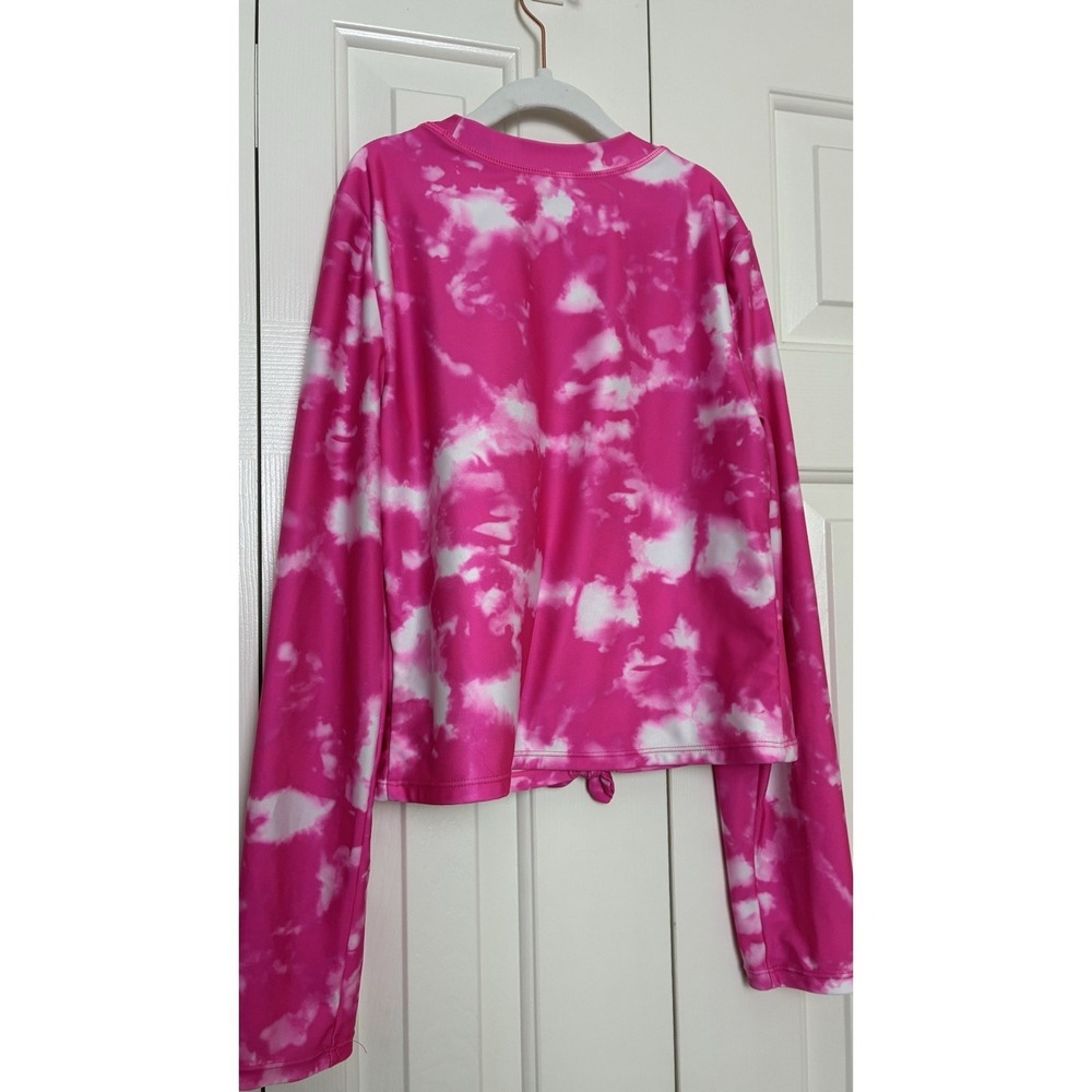 Girls XL Pink Tie-Dye Uv Protectant Swim Top Calvin Klein Surf Rash Guard - Picture 3 of 5